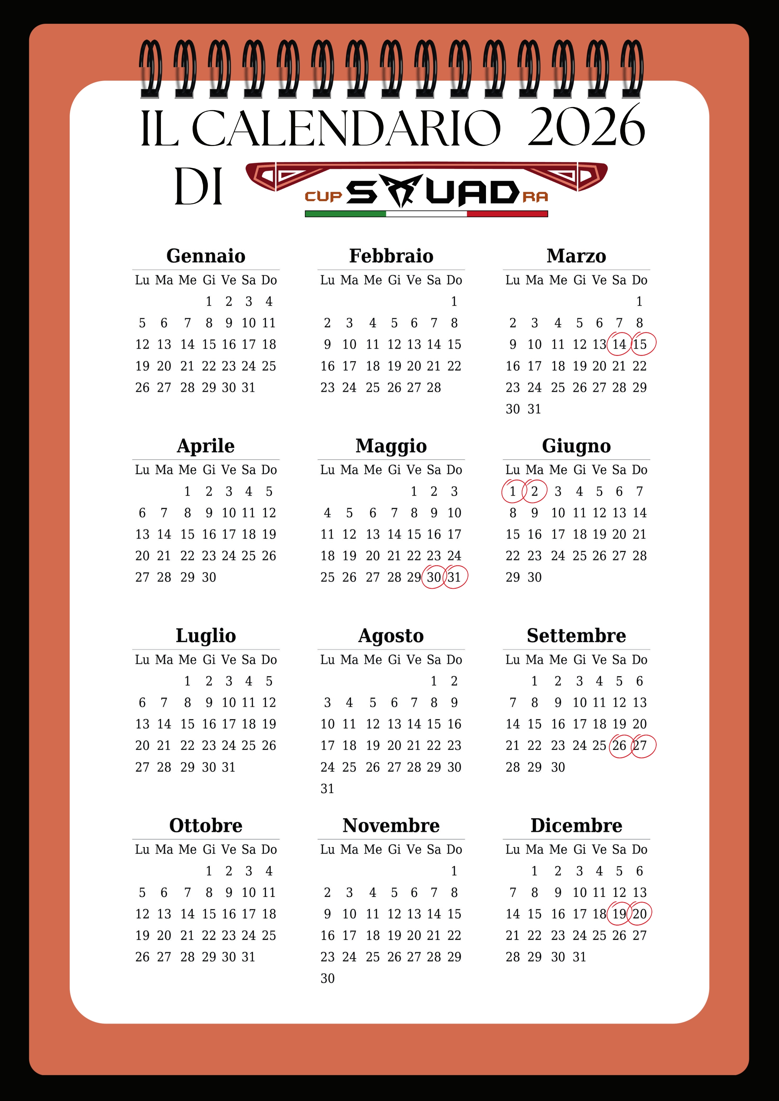 Calendario 2026 Cupra Squad